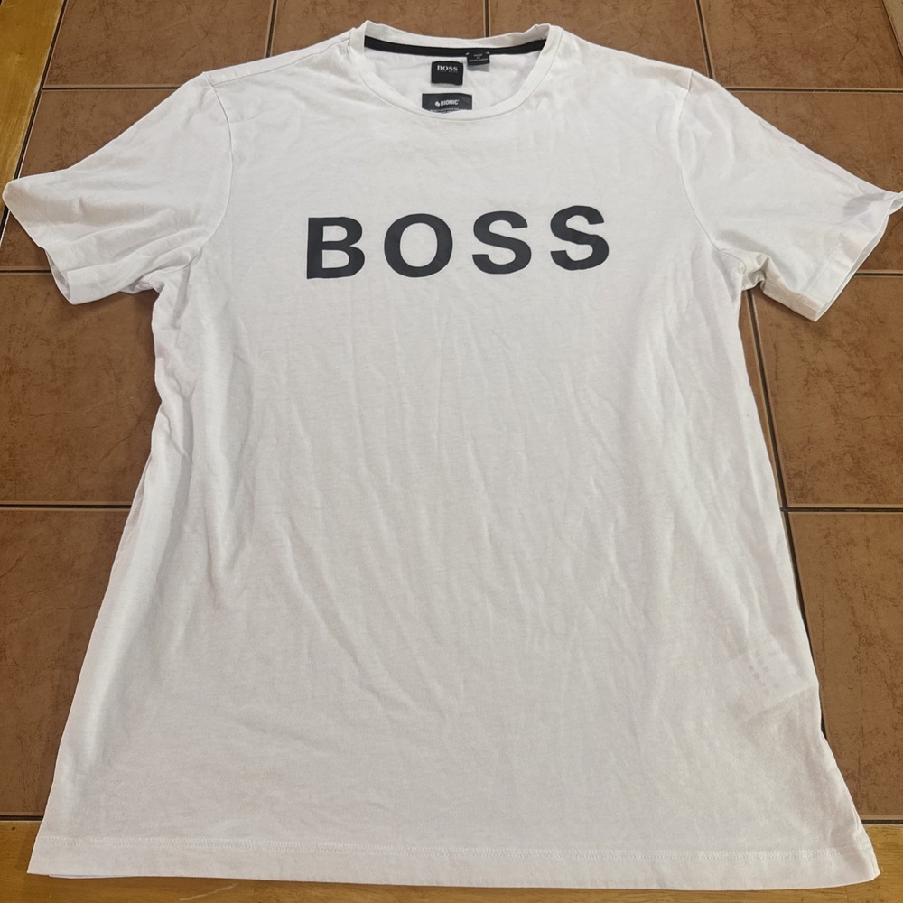BOSS HUGO BOSS BIONIC Logo White Men's Crew Neck T-Shirt Size Medium